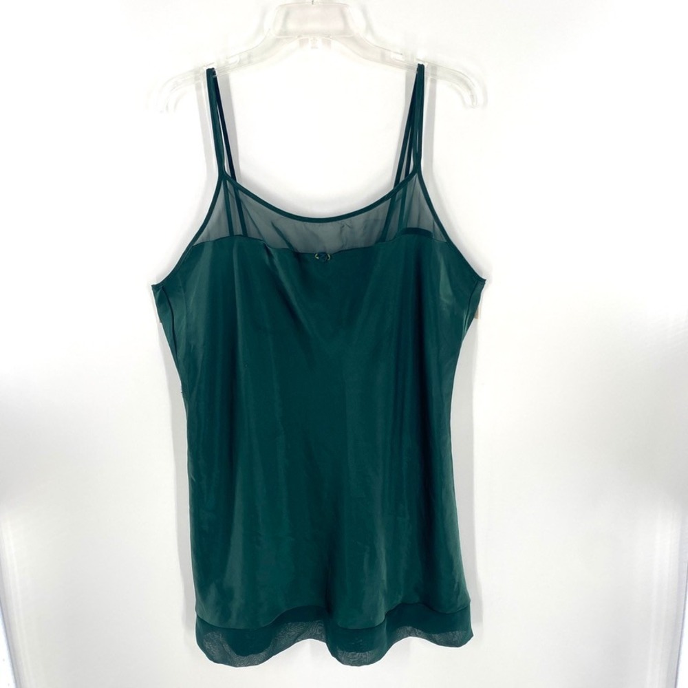 Vintage Green Cami Top Sheer Trim Sleeveless Casual Sleeveless Top Slip Dress Sm